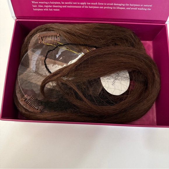 Emmor Human Hair Toppers Hairpiece Wiglet Women 12 Inch NO BANGS Brown NEW - Picture 6 of 8